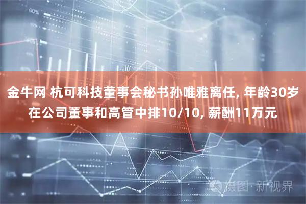 金牛网 杭可科技董事会秘书孙唯雅离任, 年龄30岁在公司董事和高管中排10/10, 薪酬11万元